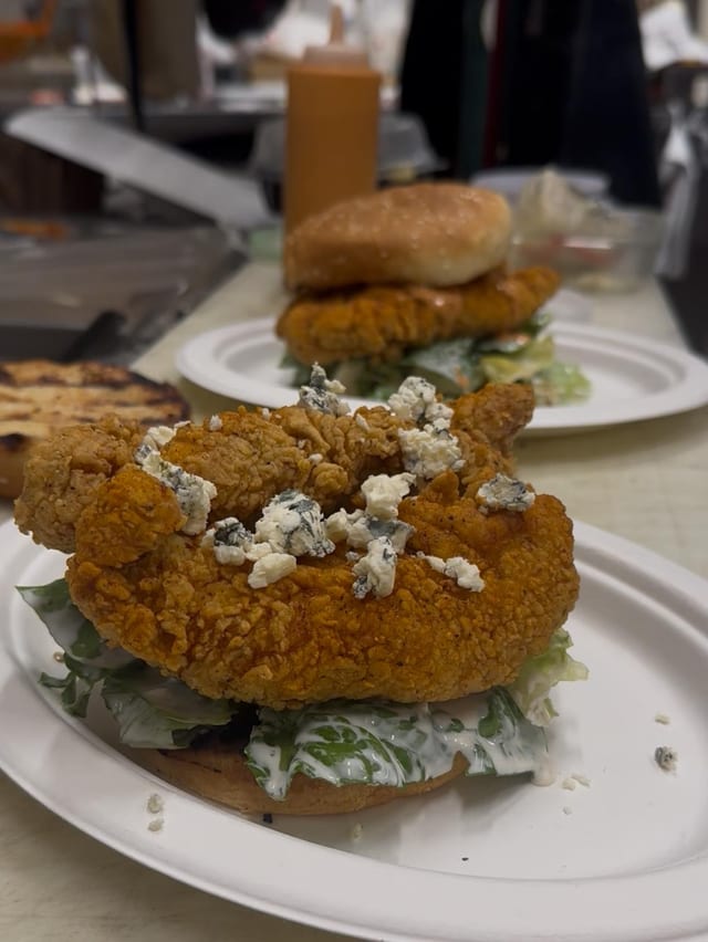Blue Cheese Buffalo Fried Chicken Sandwich.